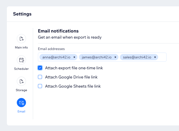 Email notifications